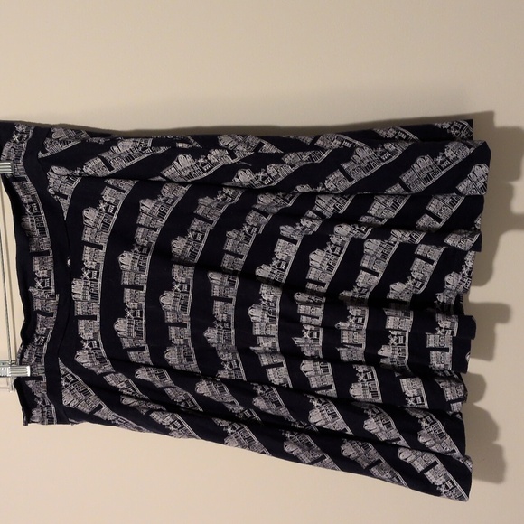 Womens Size 1X Effie's Heart Navy Cityscape Print A-Line Skirt - Picture 5 of 8